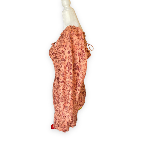 Free People Smock It To Me Mini Dress Apricot Combo - Picture 9 of 11